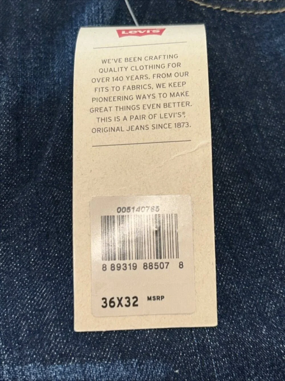 Levi's 514 Men’s 36x32 Blue Denim Jeans Regular Fit Straight Leg Red Tab